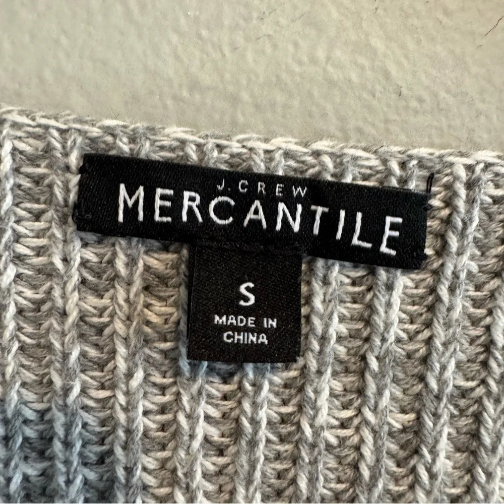 J. Crew Gray V-Neck Pullover Knit Sweater Cotton S